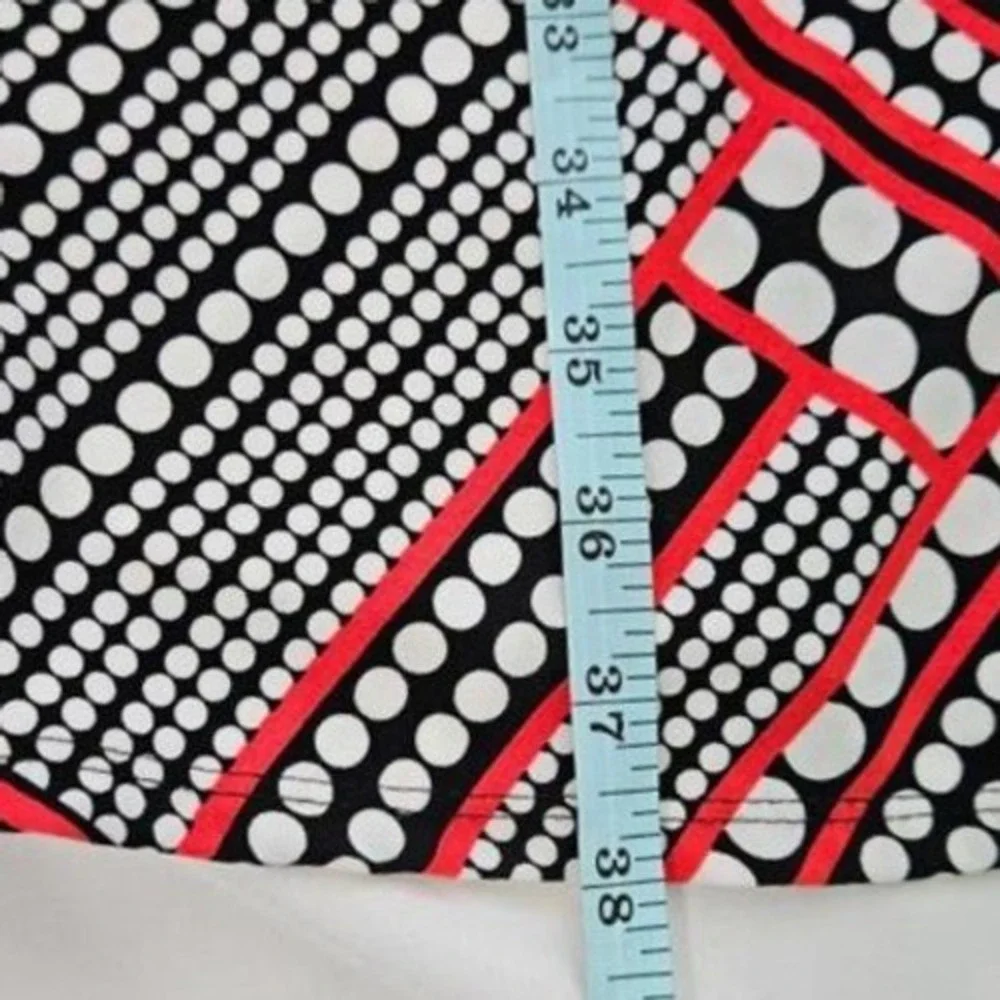 Anne Klein Women Bold Geometric Polka Dot Fit‎ Flare Dress Cap Sleeve Size 4 Mod